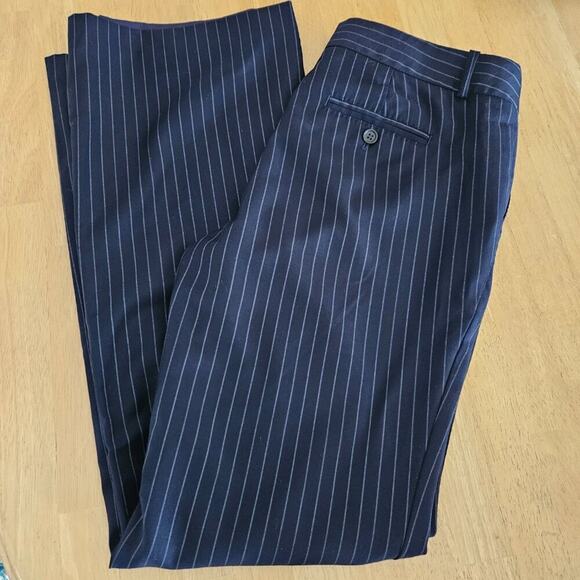 J. Crew City Fit Pinstripe Dress Pants Wool 33" inseam -Navy Blue -sz 8-EUC - Picture 7 of 9